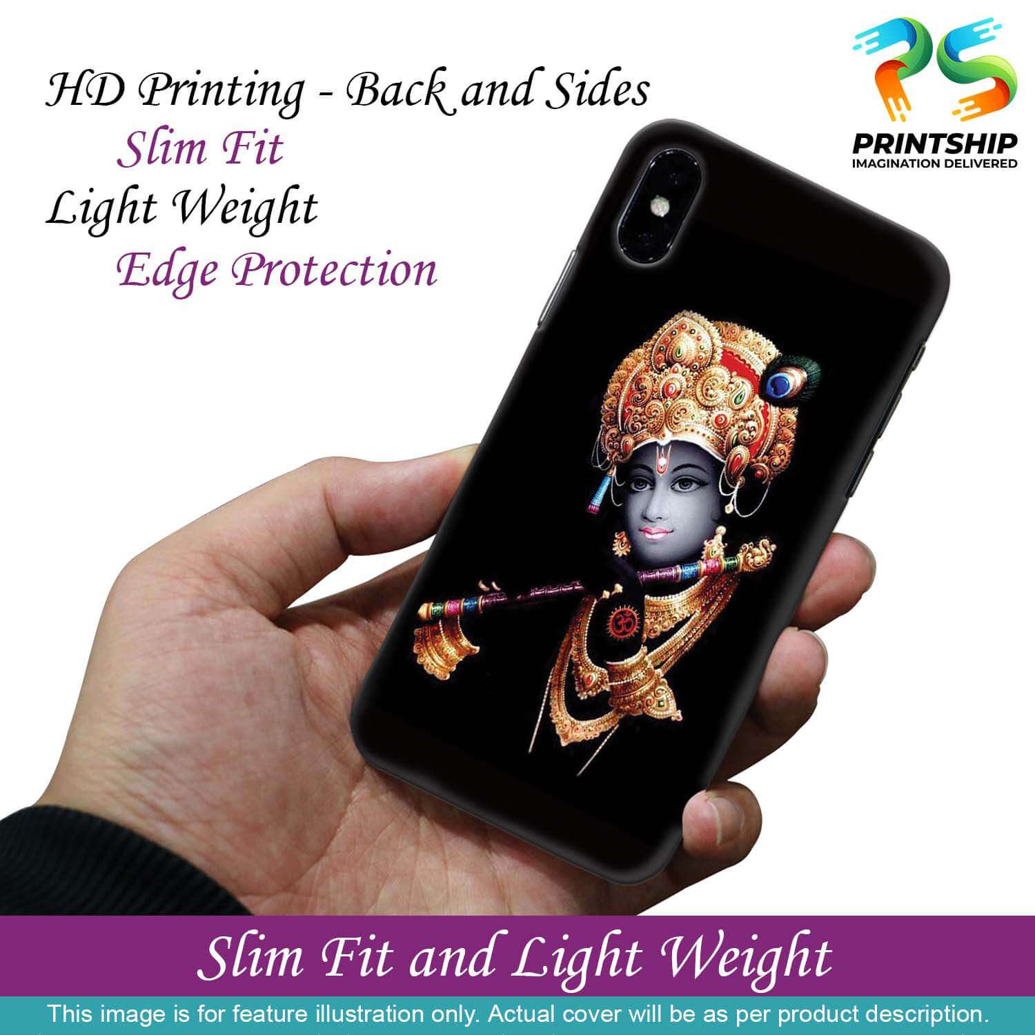 D1540-Beautiful Looking Lord Krishna Back Cover for Apple iPhone 7-Image2