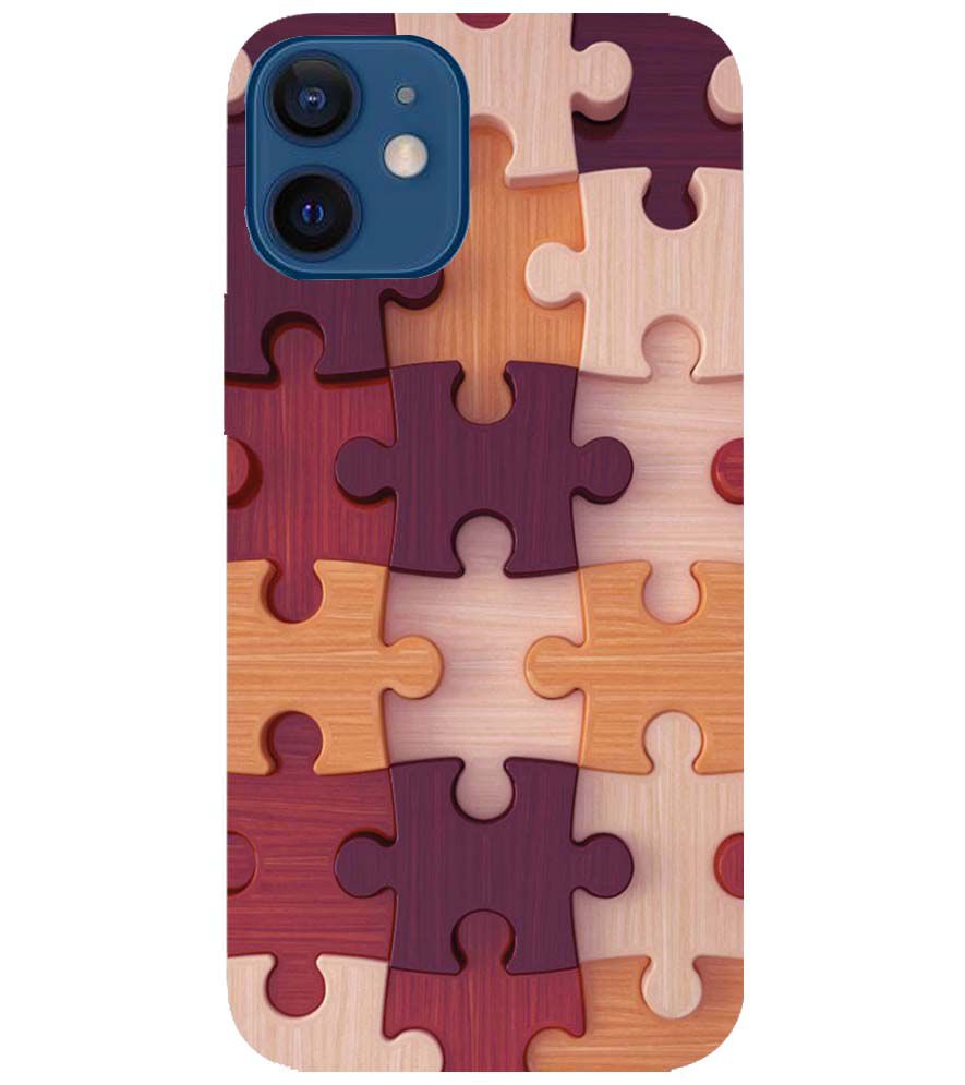 D2046-Wooden Jigsaw Back Cover for Apple iPhone 12 Mini