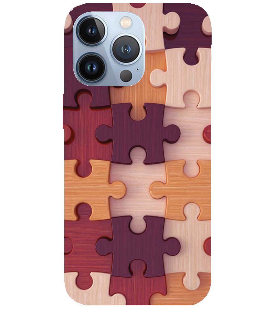 D2046-Wooden Jigsaw Back Cover for Apple iPhone 13 Pro