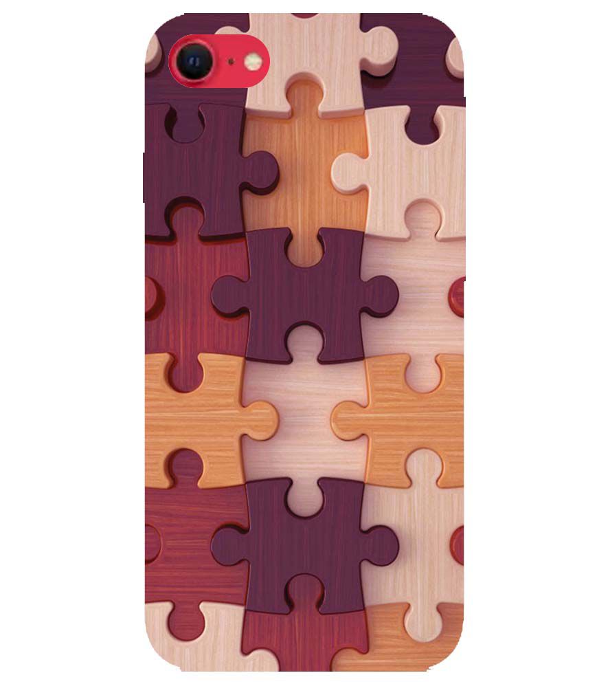 D2046-Wooden Jigsaw Back Cover for Apple iPhone SE (2020)