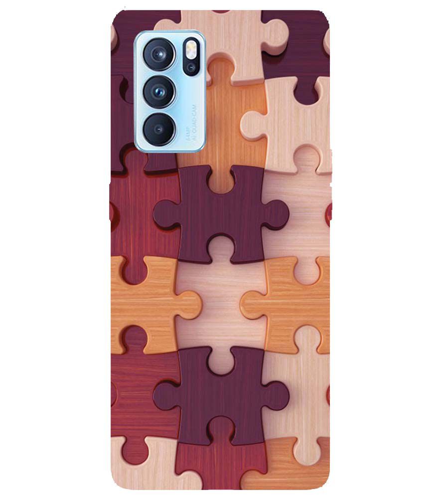 D2046-Wooden Jigsaw Back Cover for Oppo Reno6 5G