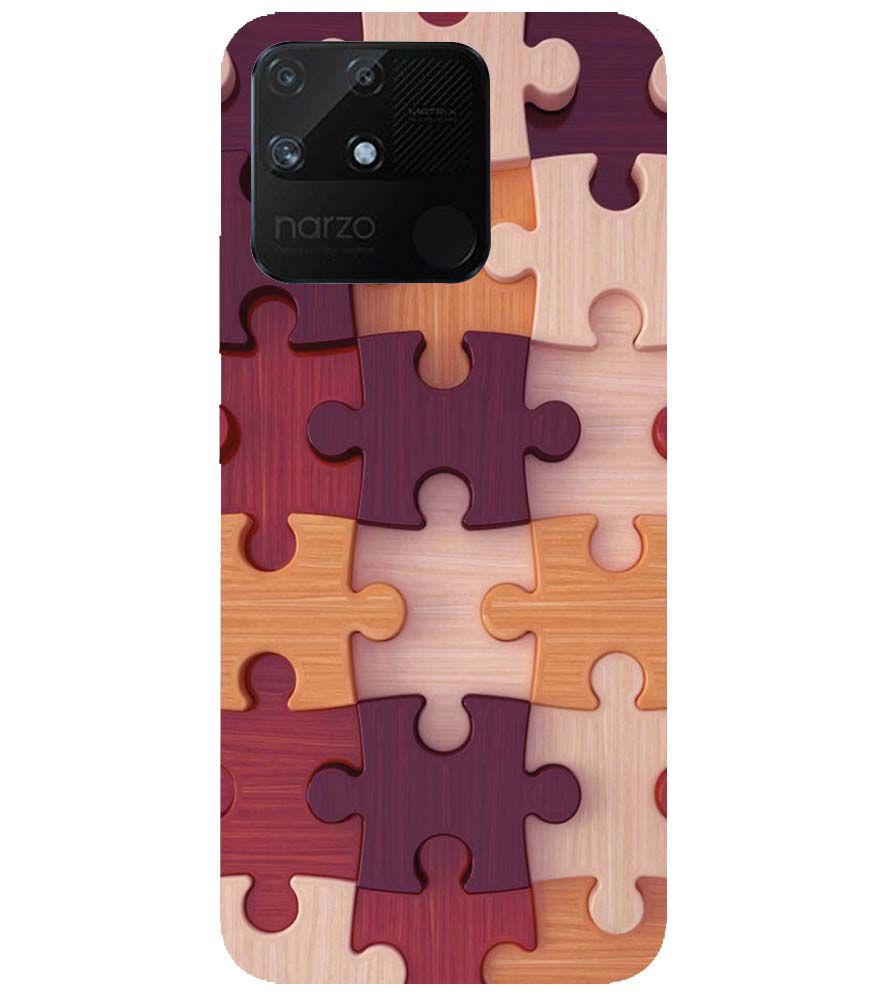 D2046-Wooden Jigsaw Back Cover for Realme Narzo 50A