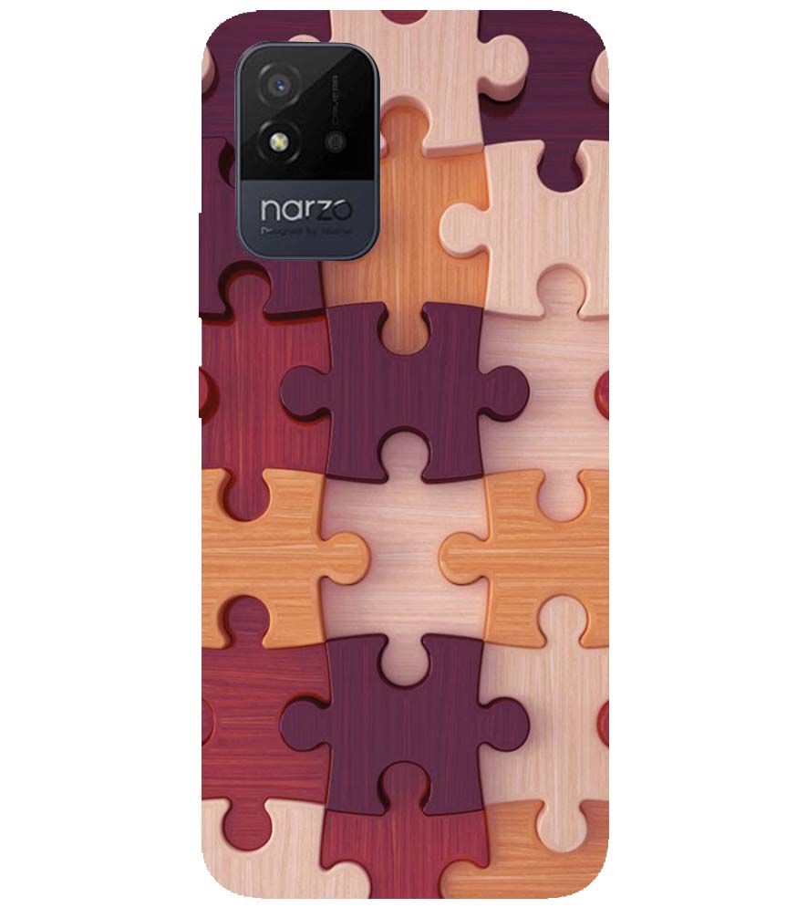 D2046-Wooden Jigsaw Back Cover for Realme Narzo 50i