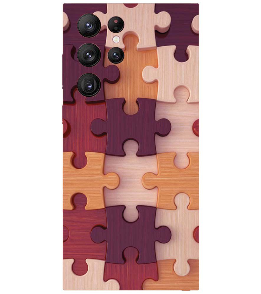 D2046-Wooden Jigsaw Back Cover for Samsung Galaxy S22 Ultra 5G