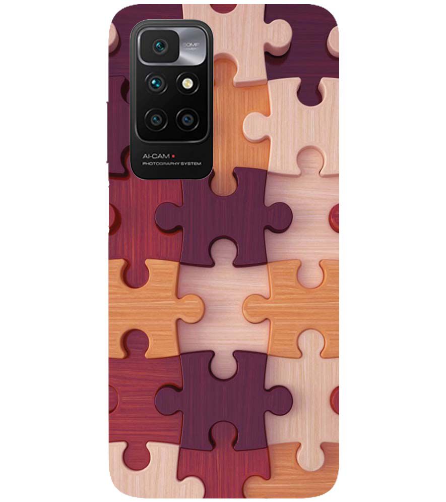 D2046-Wooden Jigsaw Back Cover for Xiaomi Redmi 10 Prime