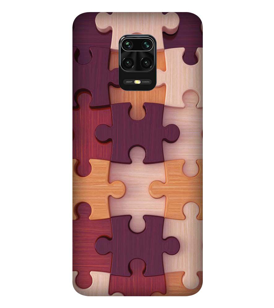 D2046-Wooden Jigsaw Back Cover for Xiaomi Redmi Note 9 Pro