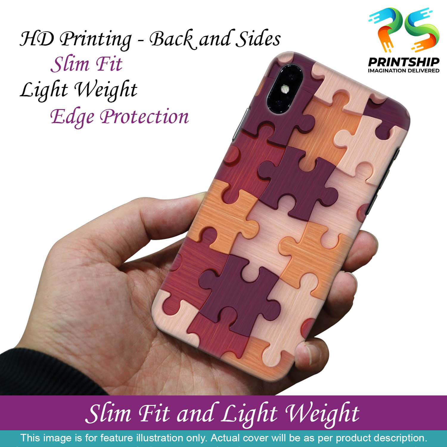 D2046-Wooden Jigsaw Back Cover for Realme 6i