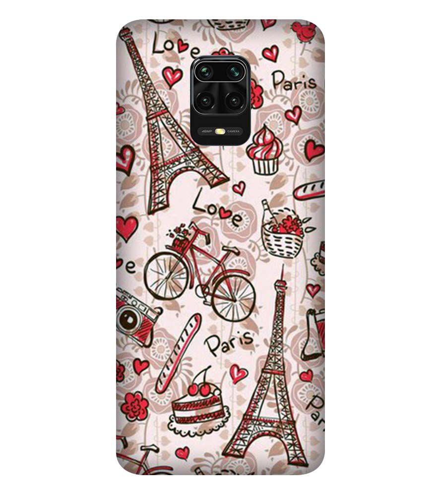 D2109-Love In Paris Back Cover for Xiaomi Redmi Note 9 Pro