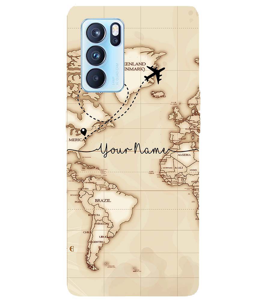 IK5003-World Map with Name Back Cover for Oppo Reno6 5G