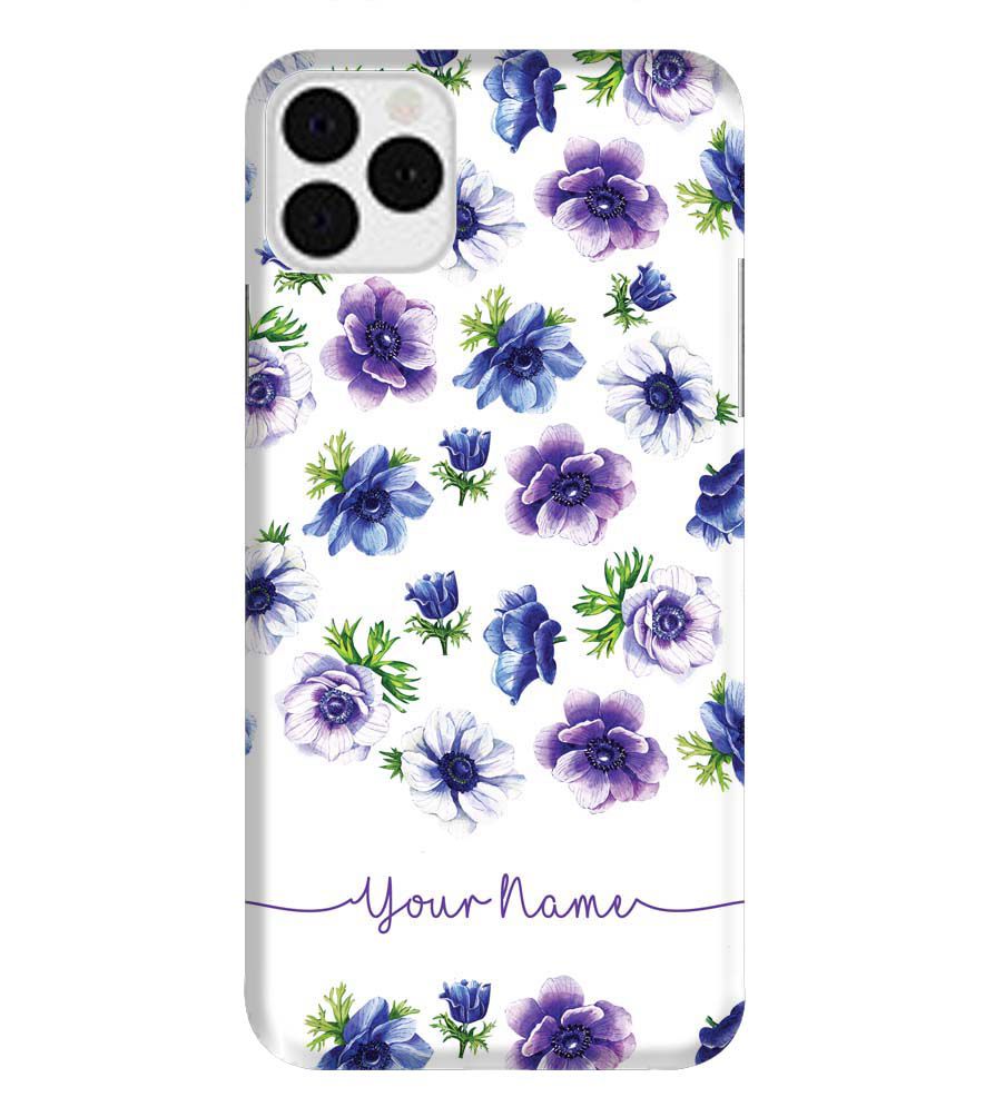 IK5005-Purple Flowers with Name Back Cover for Apple iPhone 11 Pro