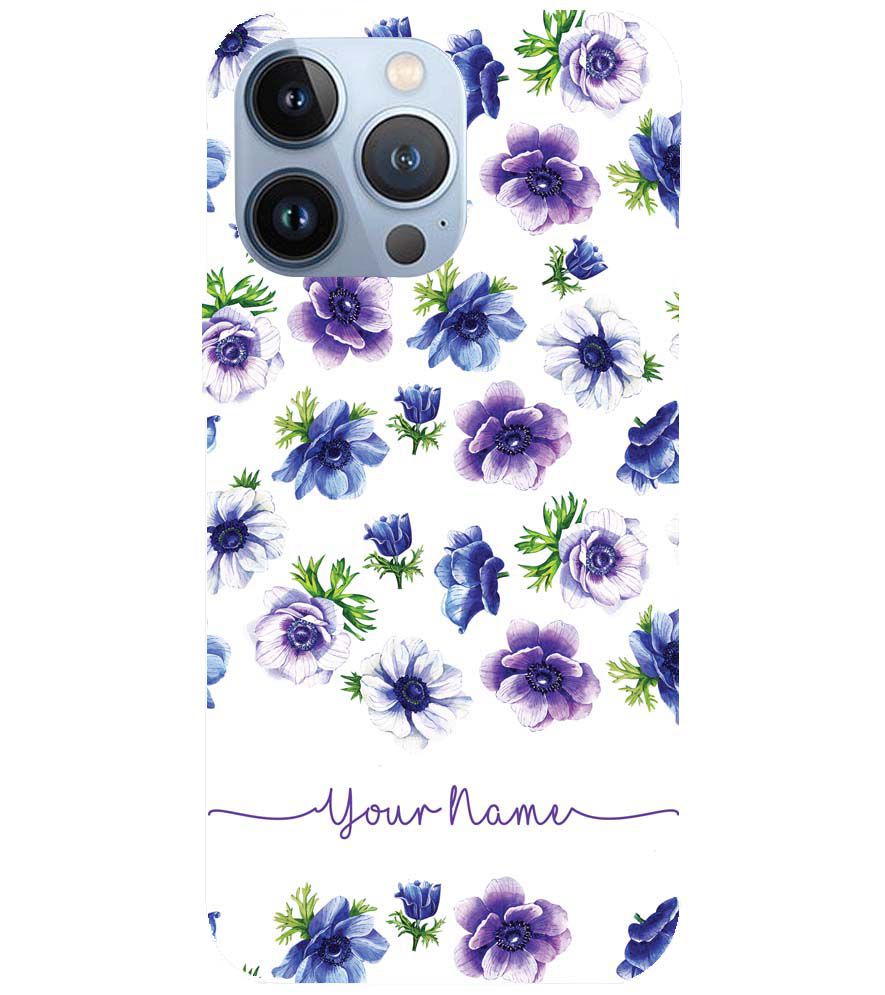 IK5005-Purple Flowers with Name Back Cover for Apple iPhone 13 Pro