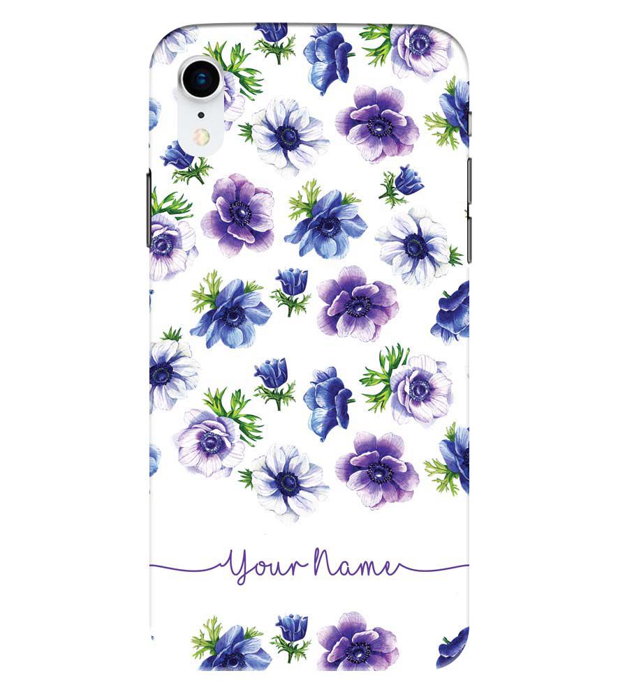 IK5005-Purple Flowers with Name Back Cover for Apple iPhone XR