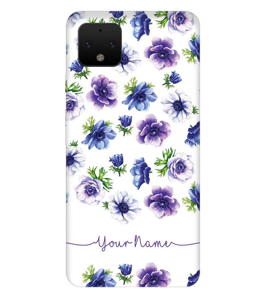 IK5005-Purple Flowers with Name Back Cover for Google Pixel 4