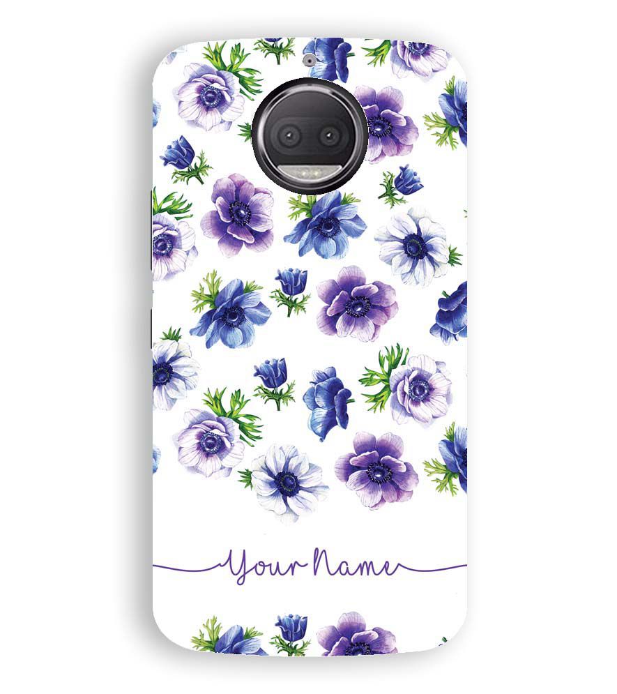 IK5005-Purple Flowers with Name Back Cover for Motorola Moto G5S Plus