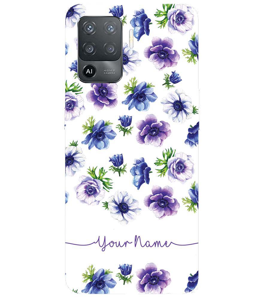 IK5005-Purple Flowers with Name Back Cover for Oppo F19 Pro