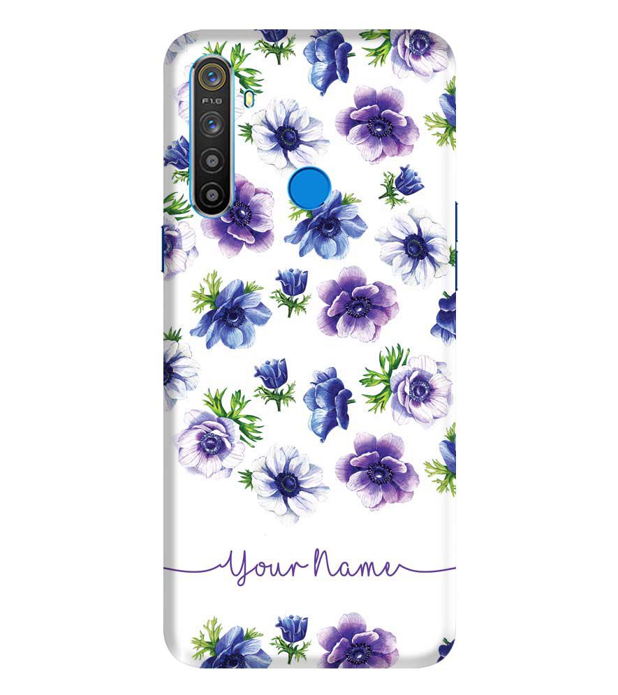 IK5005-Purple Flowers with Name Back Cover for Realme 5