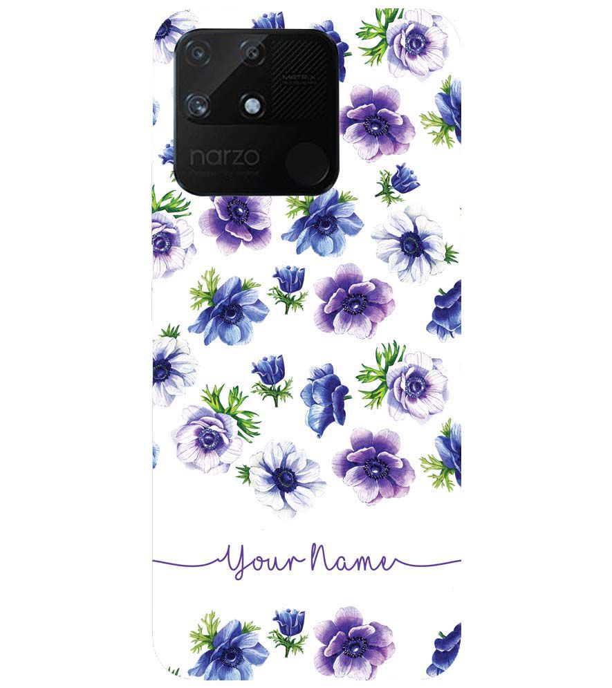 IK5005-Purple Flowers with Name Back Cover for Realme Narzo 50A