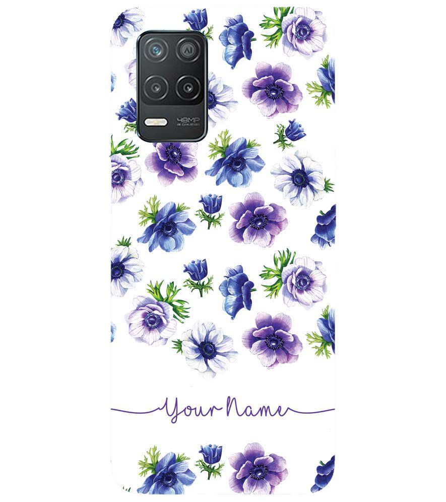 IK5005-Purple Flowers with Name Back Cover for Realme V13 5G