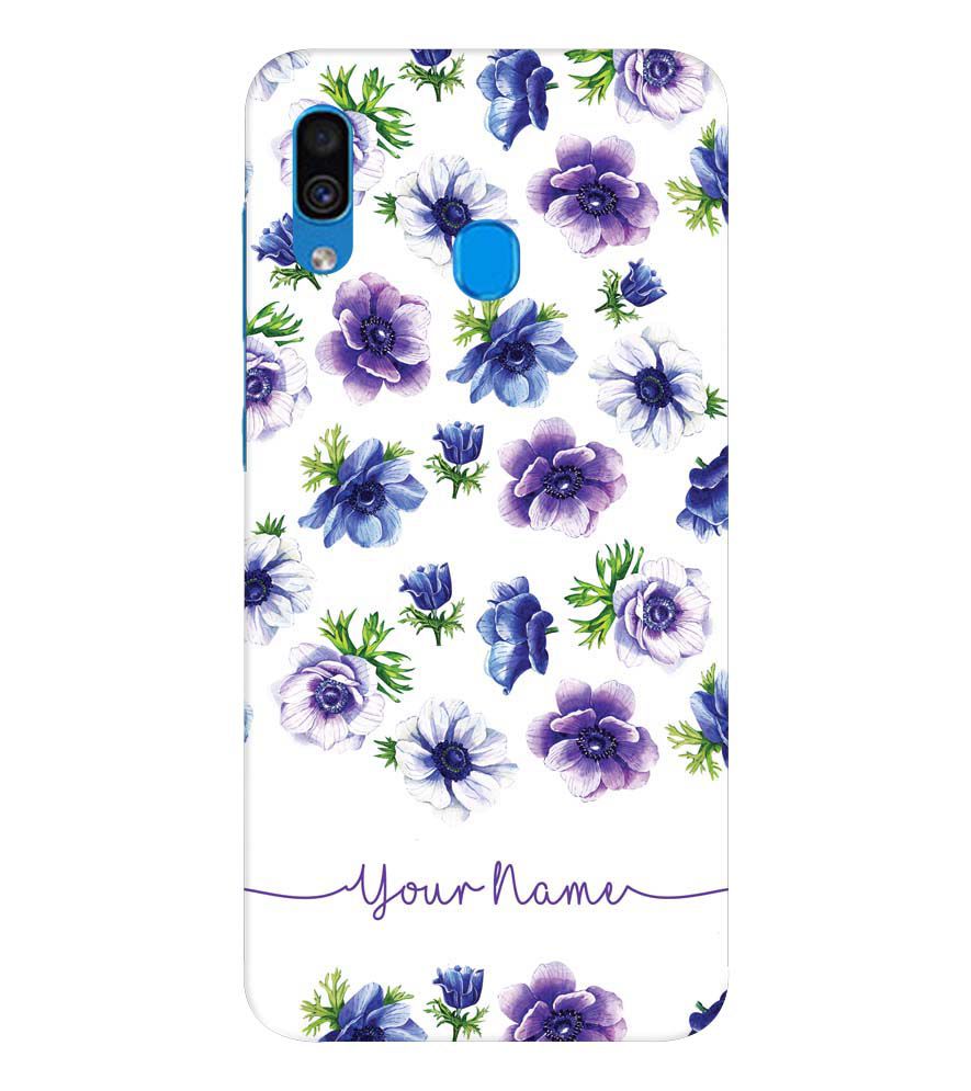 IK5005-Purple Flowers with Name Back Cover for Samsung Galaxy A20