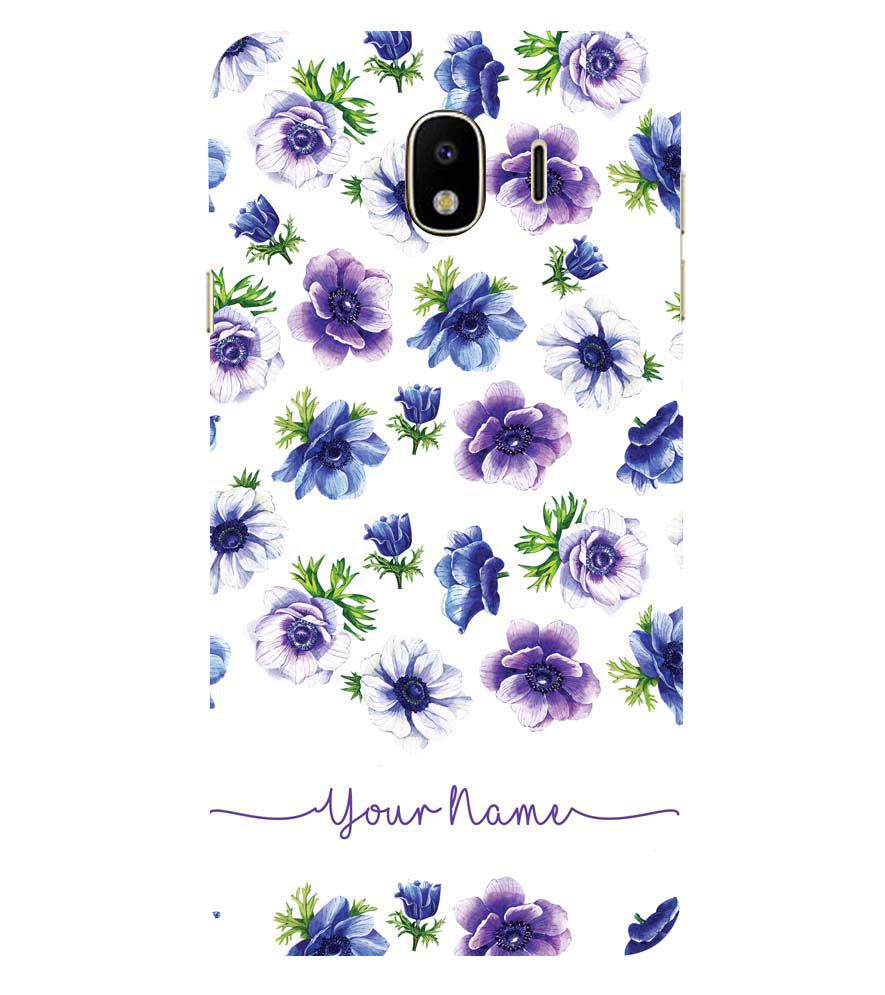 IK5005-Purple Flowers with Name Back Cover for Samsung Galaxy J4 (2018)