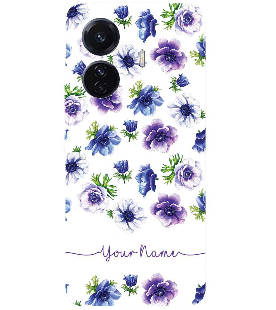 IK5005-Purple Flowers with Name Back Cover for vivo T1 Pro