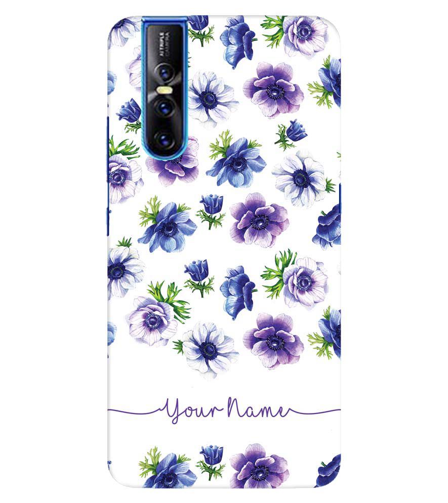 IK5005-Purple Flowers with Name Back Cover for Vivo V15 Pro