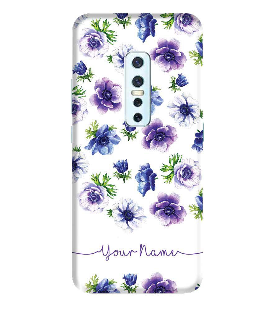 IK5005-Purple Flowers with Name Back Cover for Vivo V17 Pro