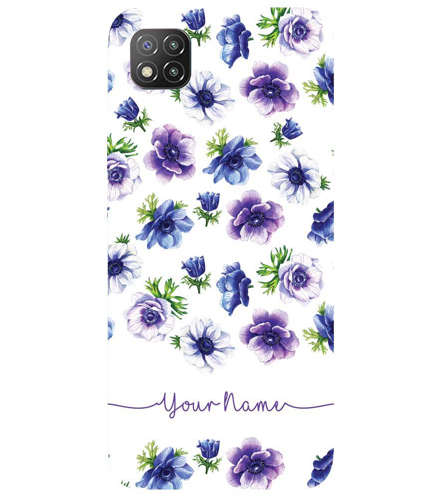 IK5005-Purple Flowers with Name Back Cover for Xiaomi Poco C3