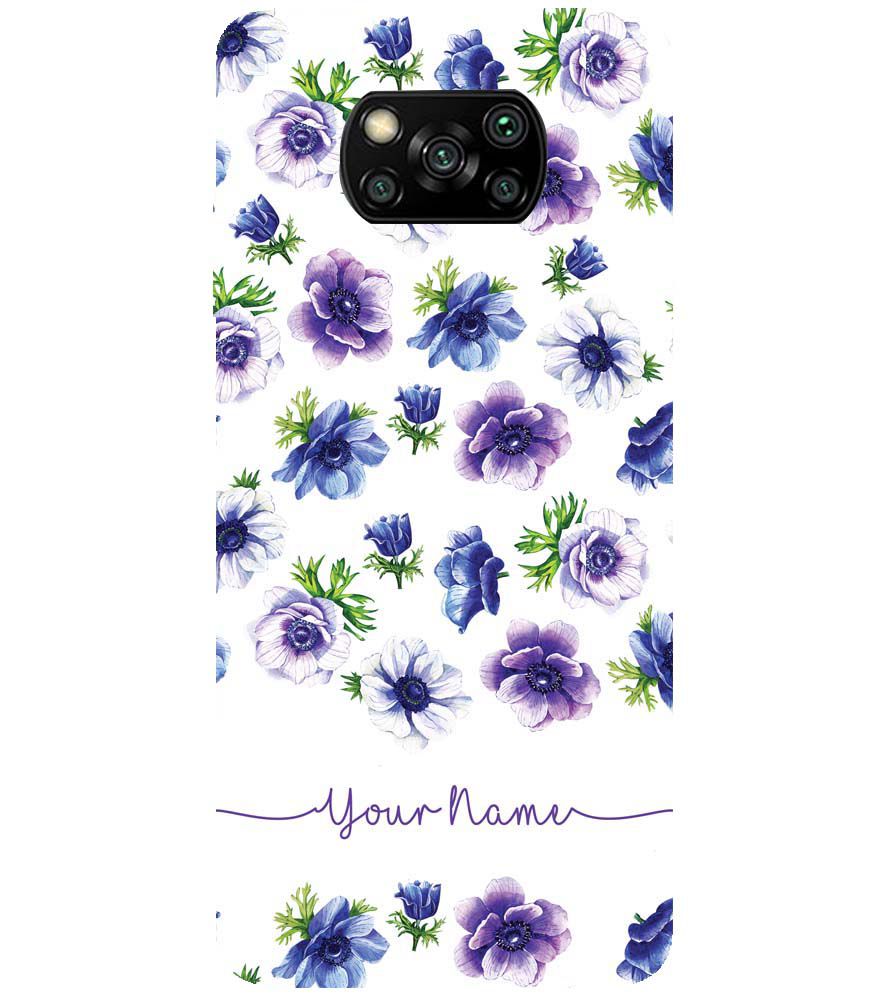 IK5005-Purple Flowers with Name Back Cover for Xiaomi Poco X3