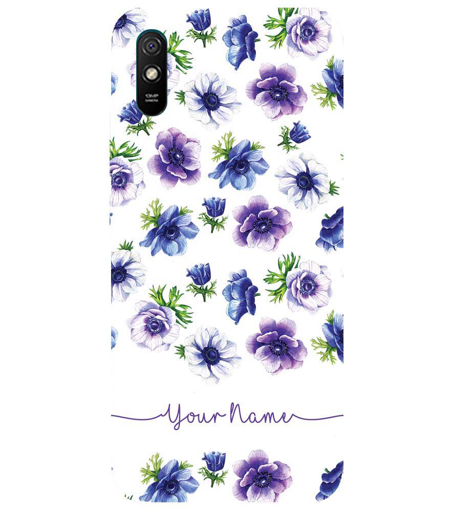 IK5005-Purple Flowers with Name Back Cover for Xiaomi Redmi 9i