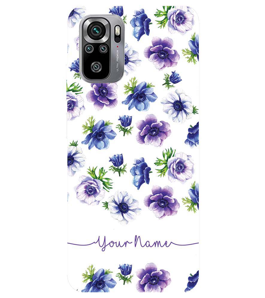 IK5005-Purple Flowers with Name Back Cover for Xiaomi Redmi Note 10