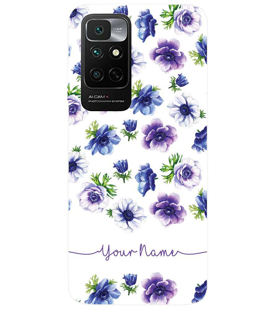 IK5005-Purple Flowers with Name Back Cover for Xiaomi Redmi Note 11 4G