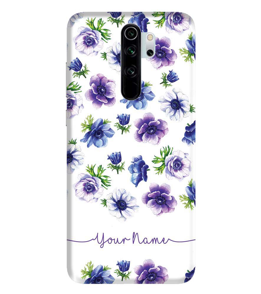 IK5005-Purple Flowers with Name Back Cover for Xiaomi Redmi Note 8 Pro