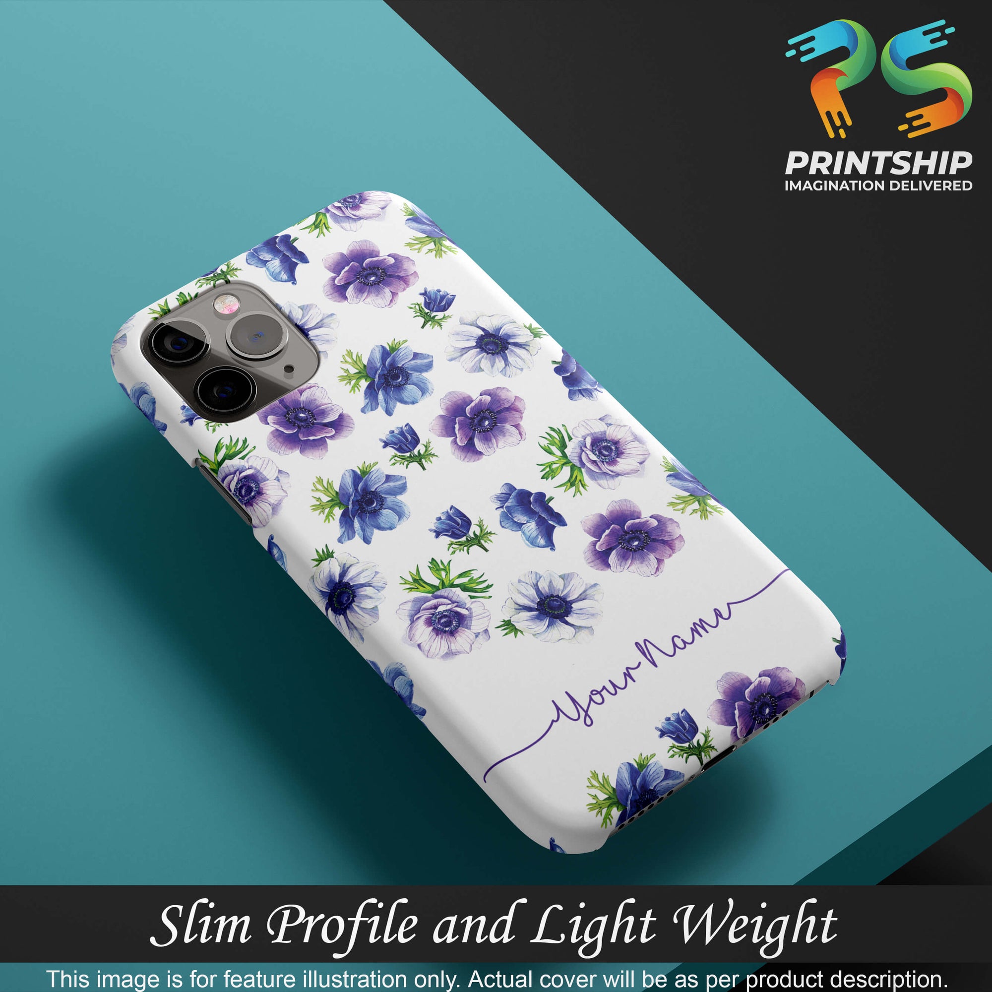 IK5005-Purple Flowers with Name Back Cover for vivo T1 Pro-Image4