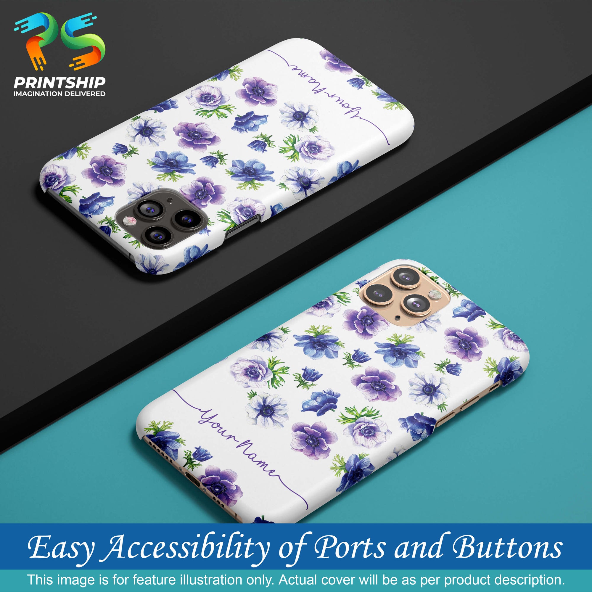 IK5005-Purple Flowers with Name Back Cover for Asus Zenfone Max Pro (M2) ZB631KL-Image5