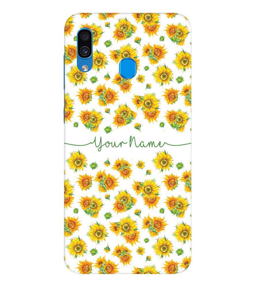 IK5006-Yellow Flowers with Name Back Cover for Samsung Galaxy A20