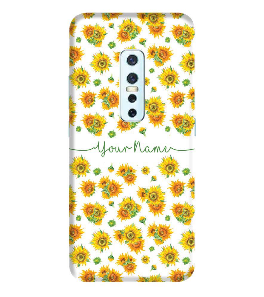 IK5006-Yellow Flowers with Name Back Cover for Vivo V17 Pro