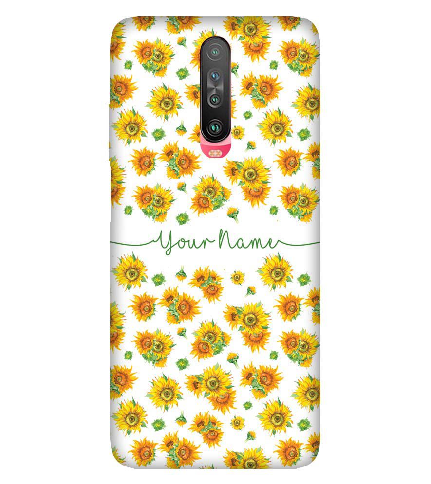 IK5006-Yellow Flowers with Name Back Cover for Xiaomi Poco X2