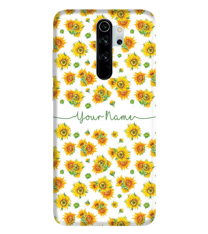 IK5006-Yellow Flowers with Name Back Cover for Xiaomi Redmi Note 8 Pro