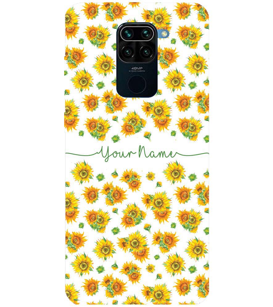 IK5006-Yellow Flowers with Name Back Cover for Xiaomi Redmi Note 9