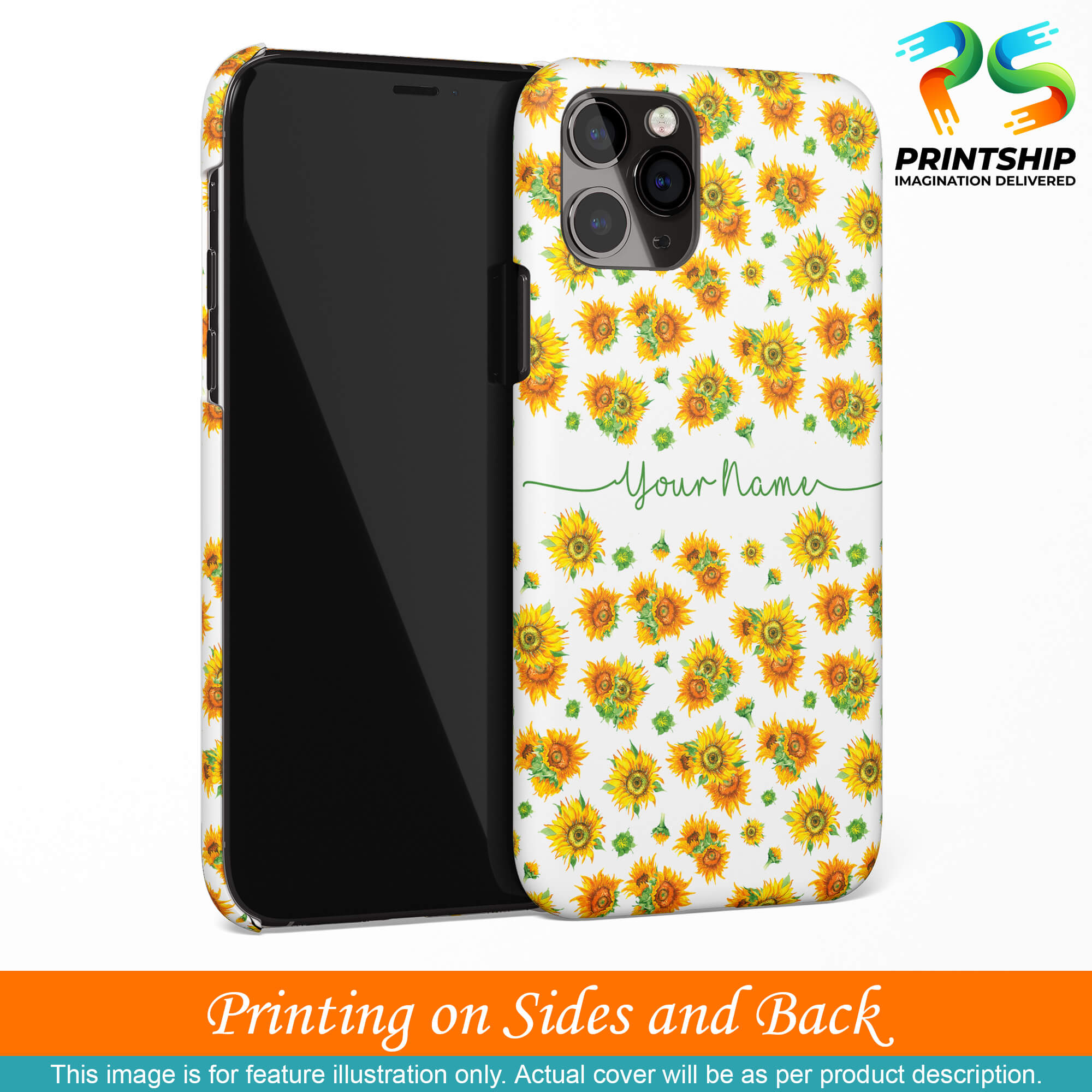 IK5006-Yellow Flowers with Name Back Cover for Huawei Honor Play-Image3