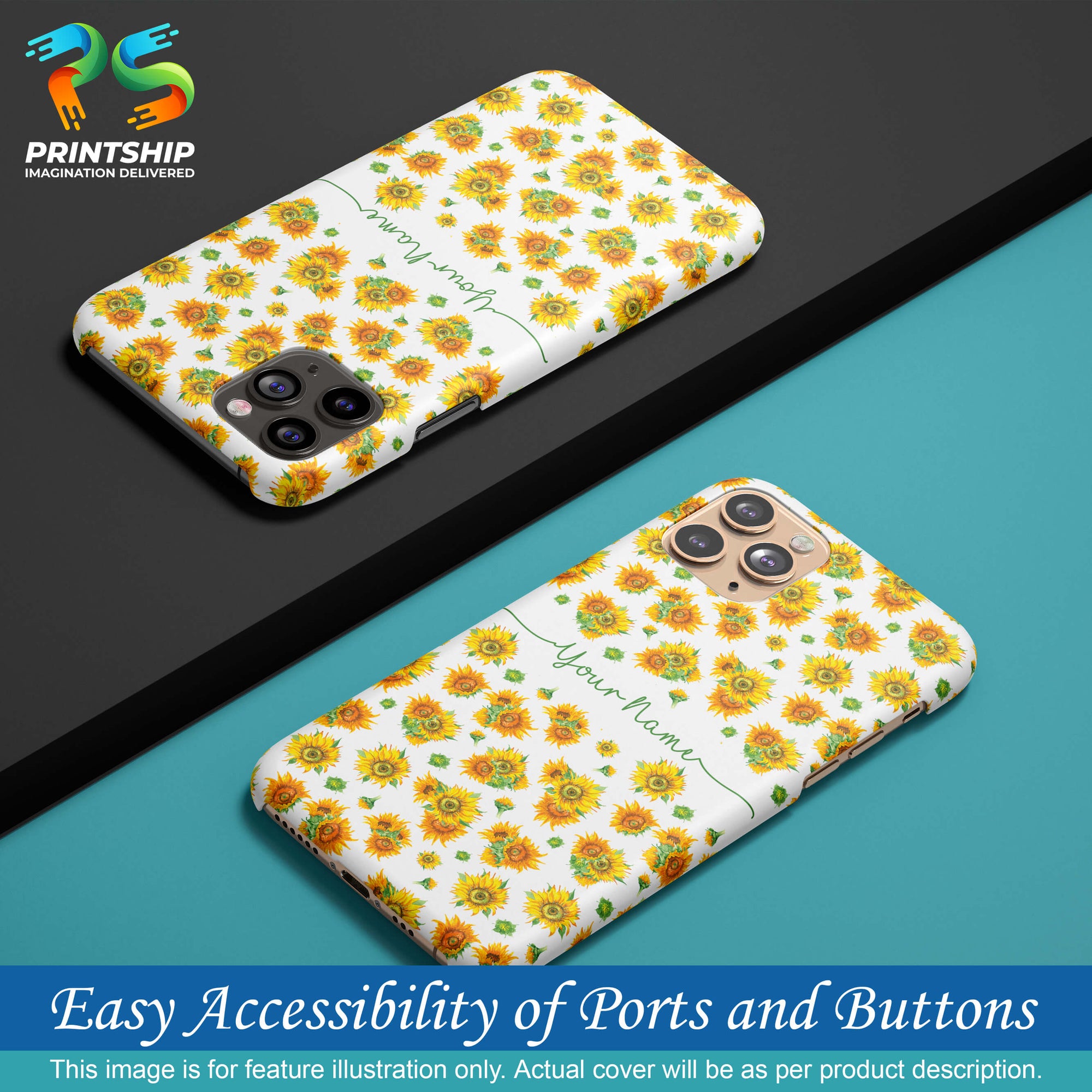 IK5006-Yellow Flowers with Name Back Cover for Xiaomi Redmi Y2-Image5