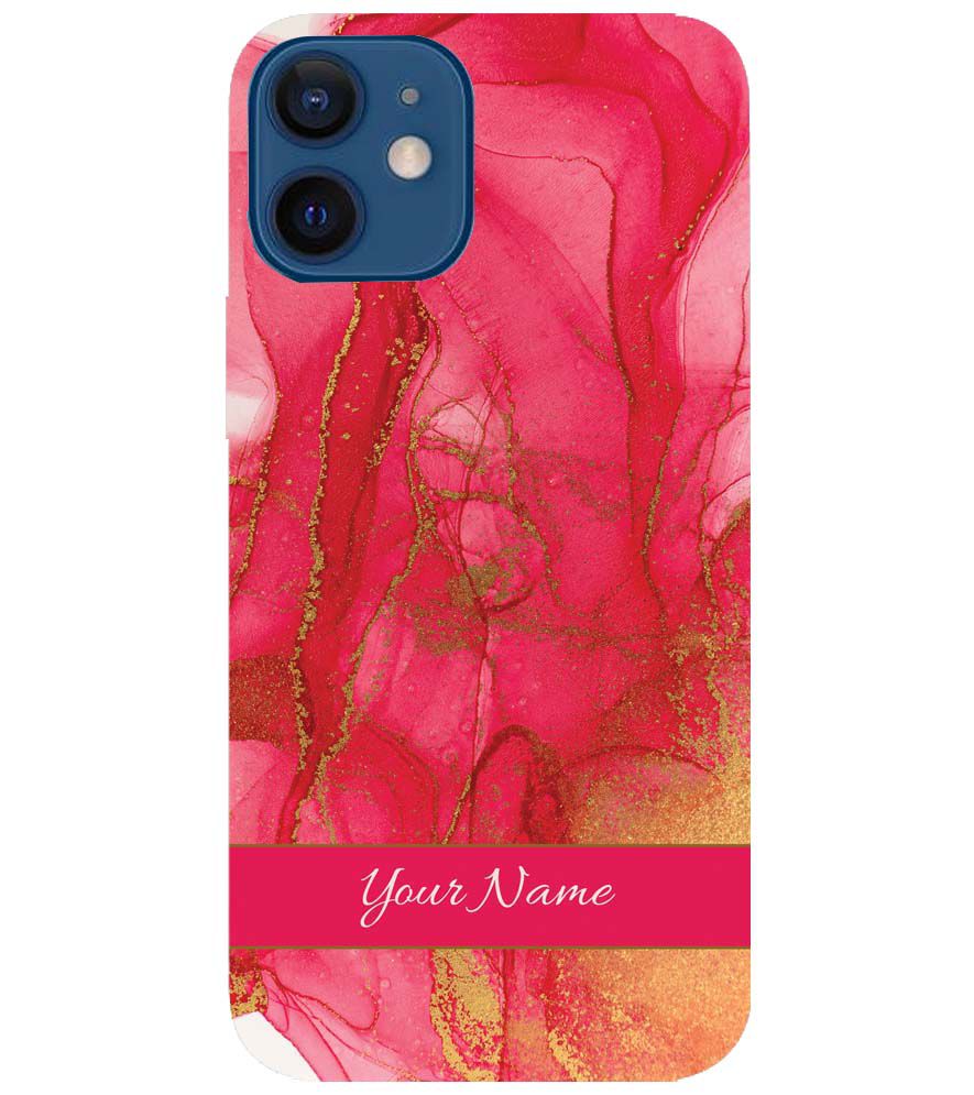 IK5010-Hot Pink Marble with Name Back Cover for Apple iPhone 12 Mini