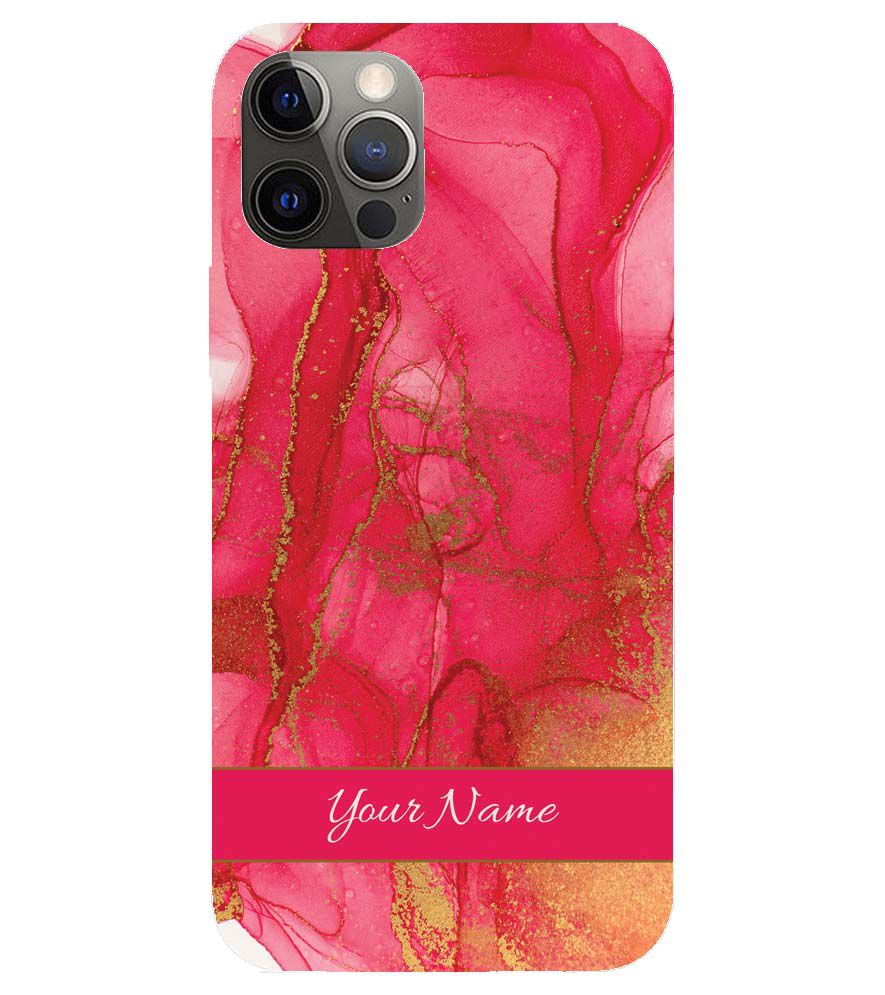 IK5010-Hot Pink Marble with Name Back Cover for Apple iPhone 12 Pro