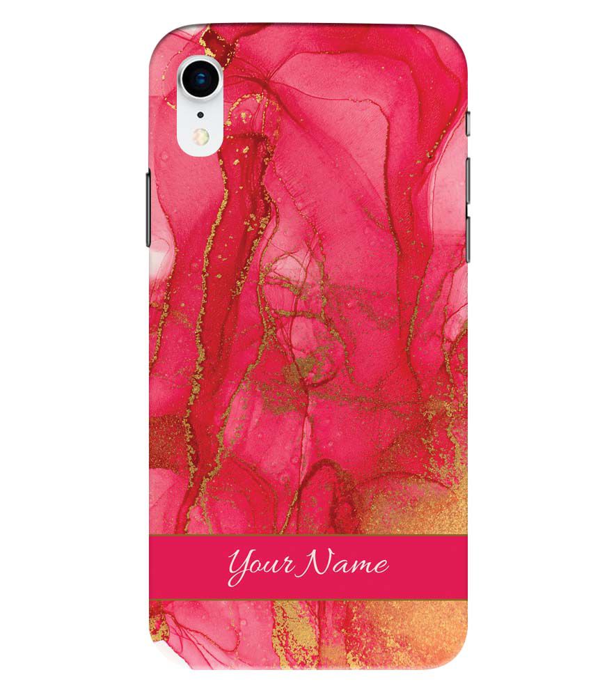 IK5010-Hot Pink Marble with Name Back Cover for Apple iPhone XR