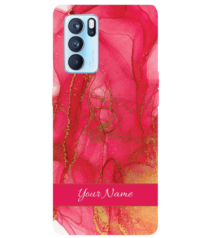 IK5010-Hot Pink Marble with Name Back Cover for Oppo Reno6 5G