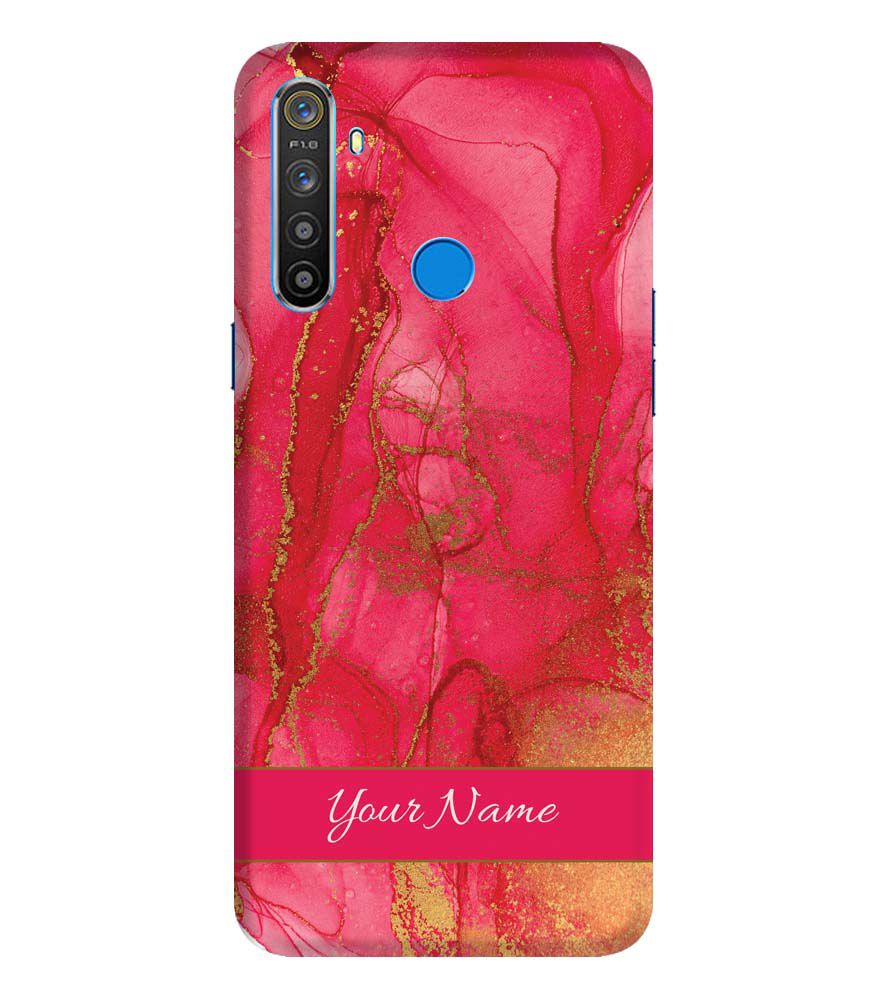 IK5010-Hot Pink Marble with Name Back Cover for Realme 5