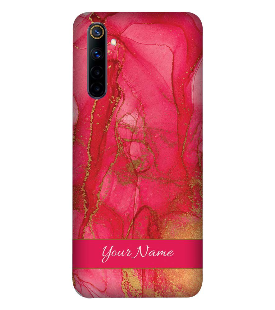 IK5010-Hot Pink Marble with Name Back Cover for Realme 6i