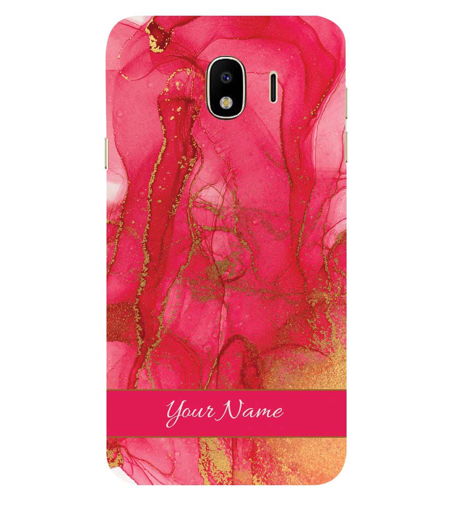 IK5010-Hot Pink Marble with Name Back Cover for Samsung Galaxy J4 (2018)