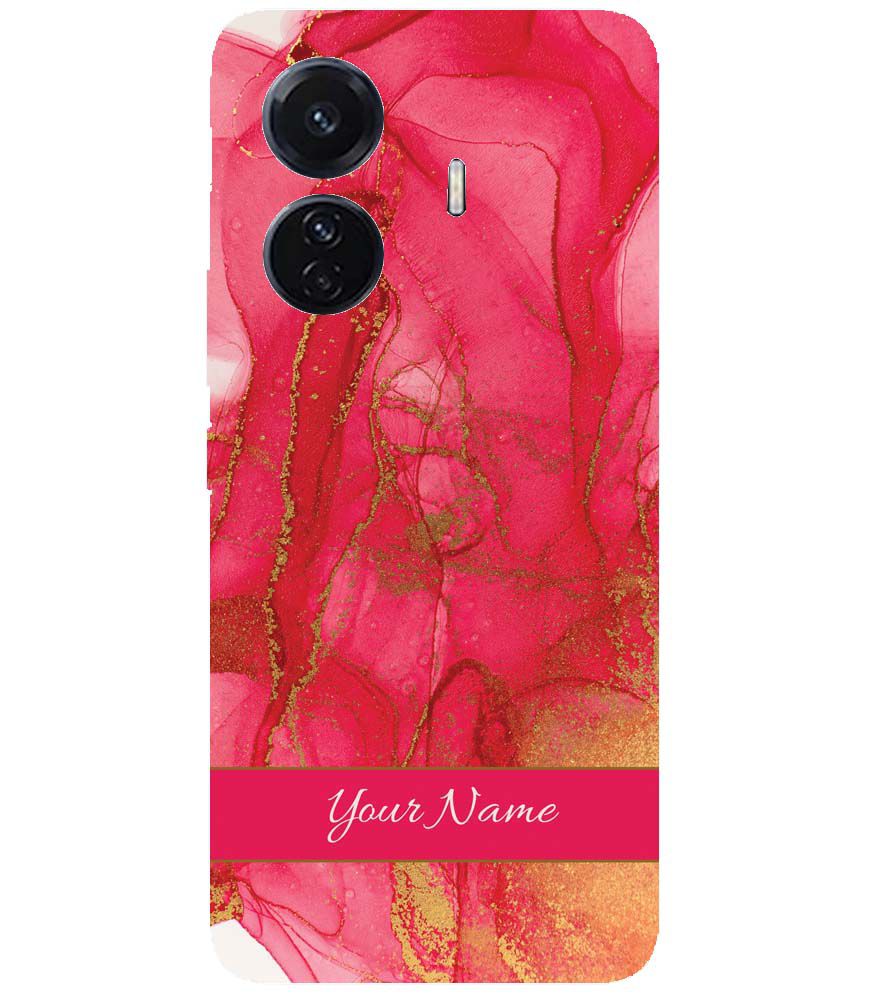 IK5010-Hot Pink Marble with Name Back Cover for vivo T1 Pro